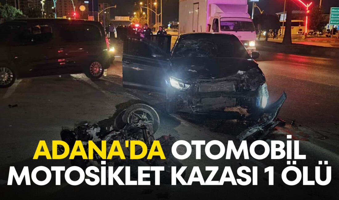 Adana'da otomobil ile motosiklet